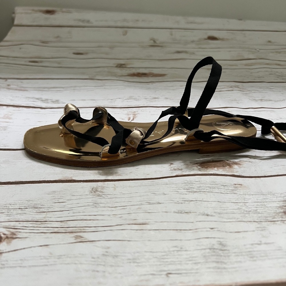 Alvaro Gonzalez x Thierry Colson Sandals‎ Gold Black Ribbon Wrap 39